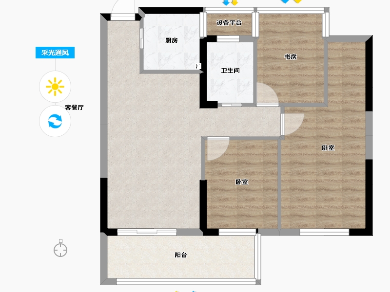 浙江省-宁波市-宁兴嘉利玫瑰园-78.00-户型库-采光通风