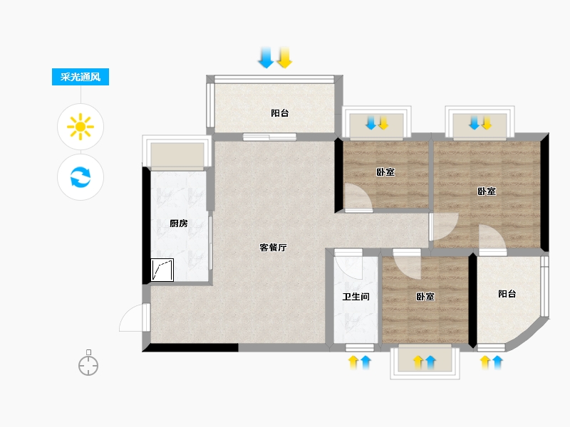广东省-珠海市-旭日华府-73.47-户型库-采光通风