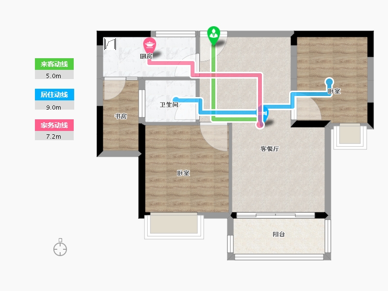 江西省-九江市-中航城·果岭东方-70.00-户型库-动静线