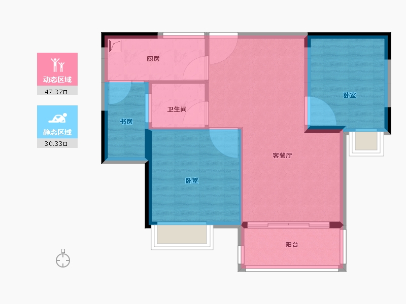 江西省-九江市-中航城·果岭东方-70.00-户型库-动静分区