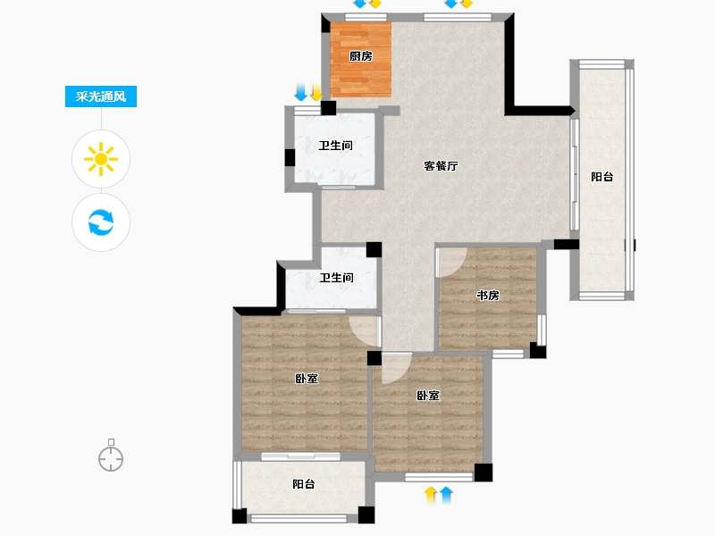 浙江省-杭州市-恒厚阳光城-98.00-户型库-采光通风