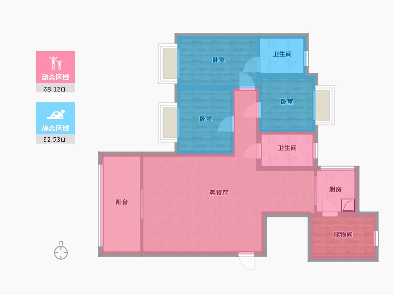 广东省-珠海市-旭日华府-88.97-户型库-动静分区