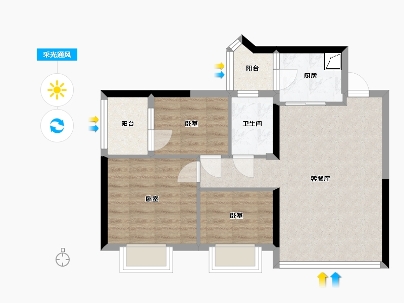 广东省-珠海市-旭日华府-62.64-户型库-采光通风