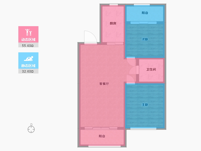 内蒙古自治区-呼和浩特市-万锦·南堤香墅-78.24-户型库-动静分区