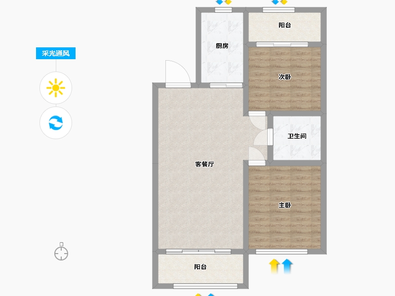 内蒙古自治区-呼和浩特市-万锦·南堤香墅-78.24-户型库-采光通风