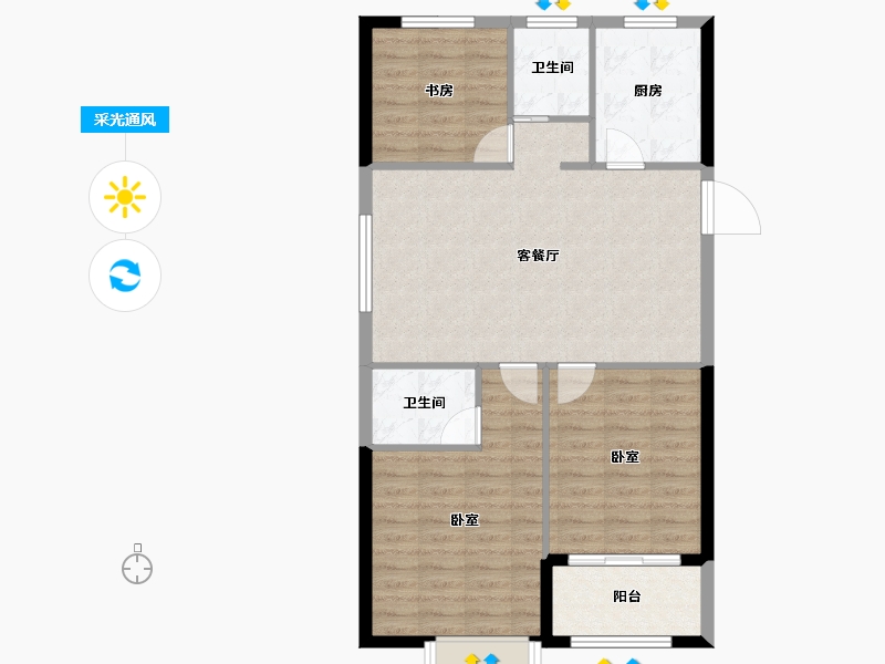 浙江省-宁波市-锦海名园-83.00-户型库-采光通风