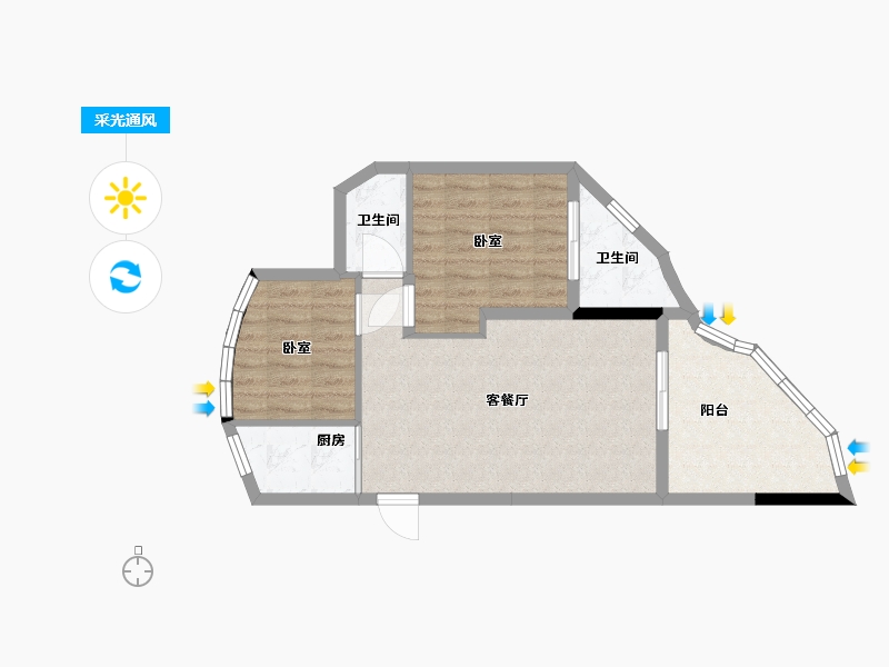 广东省-汕头市-海韵华庭-63.70-户型库-采光通风