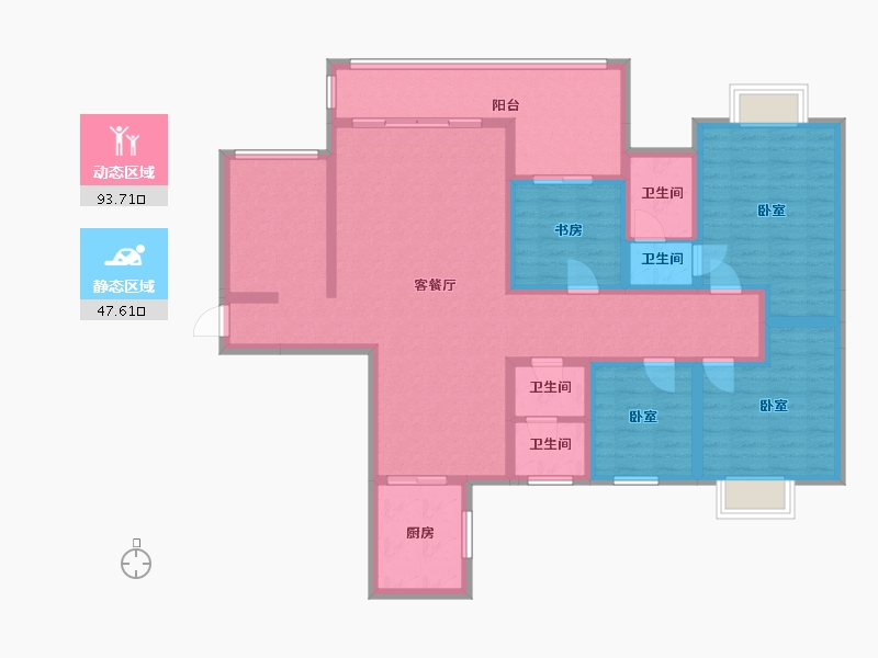 湖南省-怀化市-隆平国际-125.14-户型库-动静分区