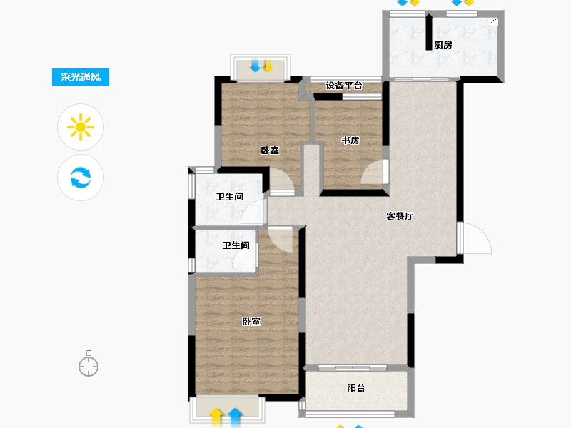 浙江省-宁波市-郁金香中心-106.85-户型库-采光通风