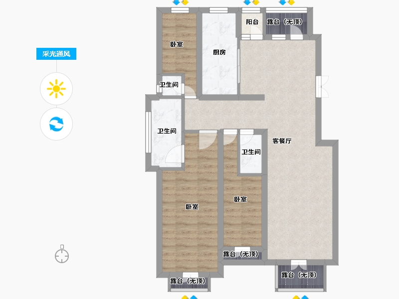 黑龙江省-哈尔滨市-金源世家-74.67-户型库-采光通风