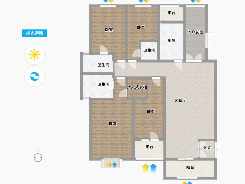 河北省-邯郸市-现代·颐和苑-166.00-户型库-采光通风