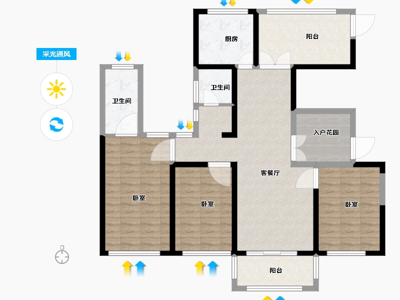 江苏省-盐城市-创元金域华府-114.00-户型库-采光通风