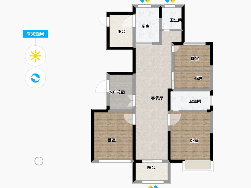 江苏省-盐城市-创元金域华府-110.00-户型库-采光通风