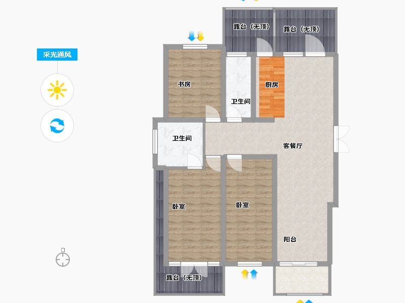 黑龙江省-哈尔滨市-金源世家-119.00-户型库-采光通风