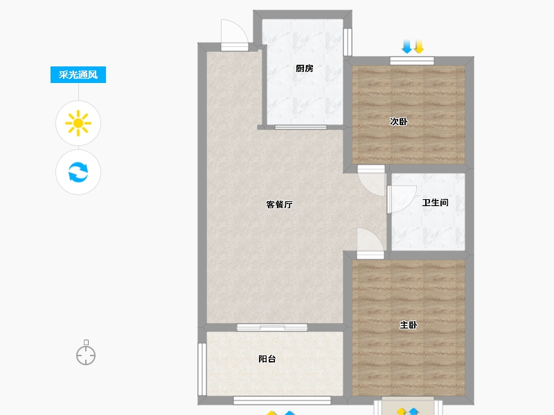 山东省-青岛市-18号公馆-74.40-户型库-采光通风