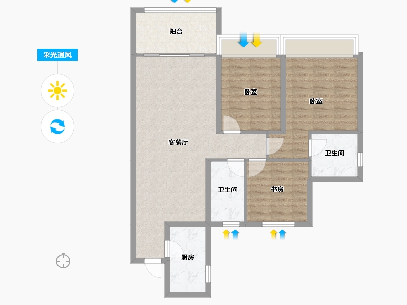 四川省-宜宾市-鑫悦华府-86.19-户型库-采光通风