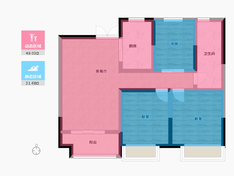 浙江省-嘉兴市-麟湖公元壹号-71.00-户型库-动静分区