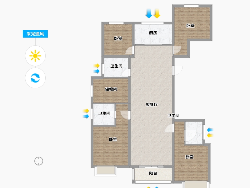 河北省-唐山市-唐山新世界中心-143.00-户型库-采光通风