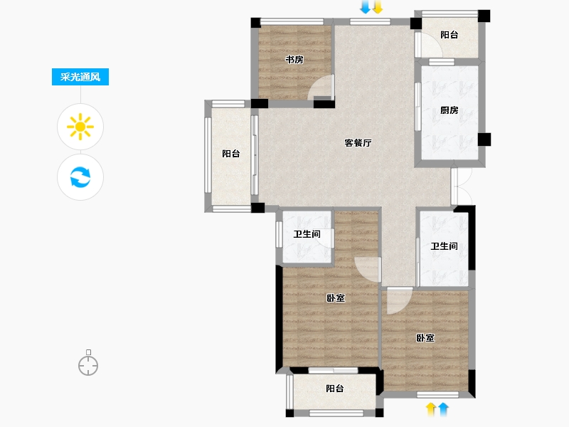 浙江省-杭州市-恒厚阳光城-98.00-户型库-采光通风