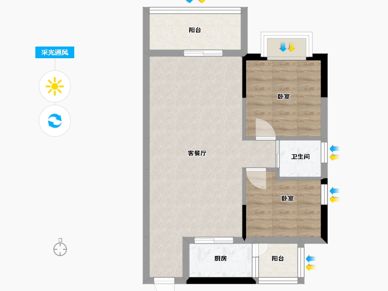 广东省-汕头市-汇德华府-58.29-户型库-采光通风