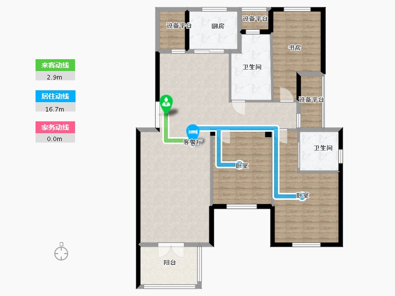 浙江省-嘉兴市-龙盛蓝郡-128.96-户型库-动静线