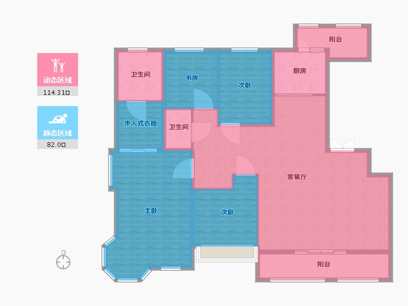 内蒙古自治区-呼和浩特市-万锦·南堤香墅-180.17-户型库-动静分区