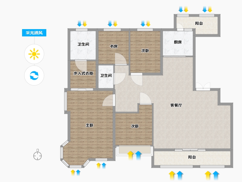 内蒙古自治区-呼和浩特市-万锦·南堤香墅-180.17-户型库-采光通风