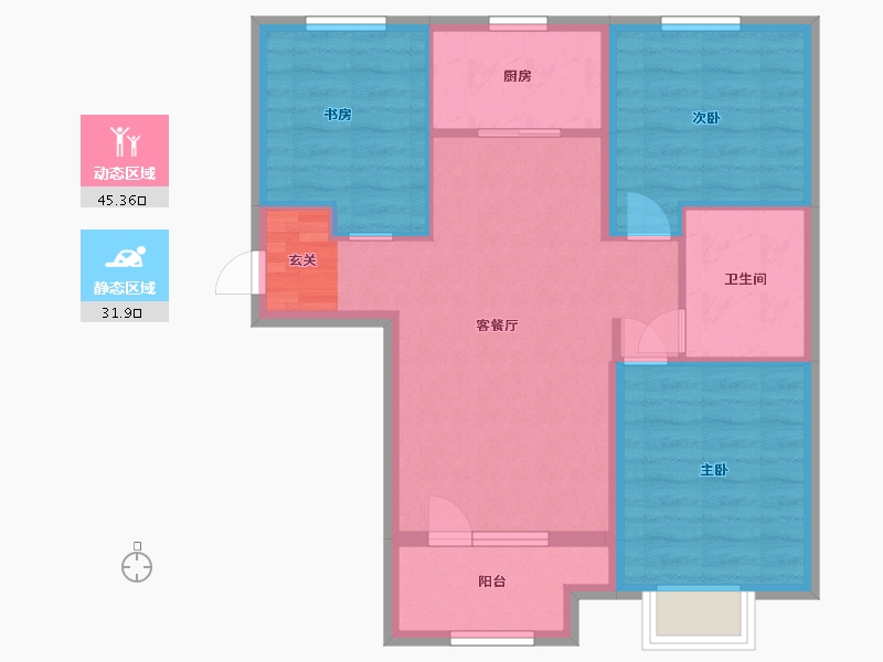 山东省-青岛市-磊鑫伊顿阳光-68.80-户型库-动静分区