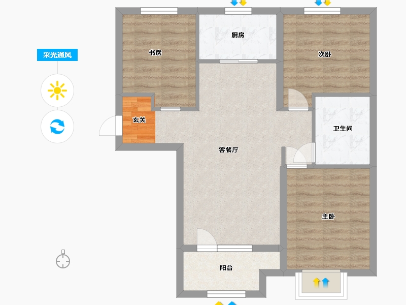 山东省-青岛市-磊鑫伊顿阳光-68.80-户型库-采光通风