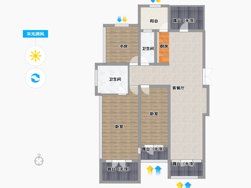 黑龙江省-哈尔滨市-金源世家-133.00-户型库-采光通风