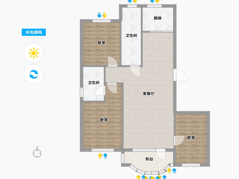 辽宁省-大连市-伟业御璟城二期-92.05-户型库-采光通风