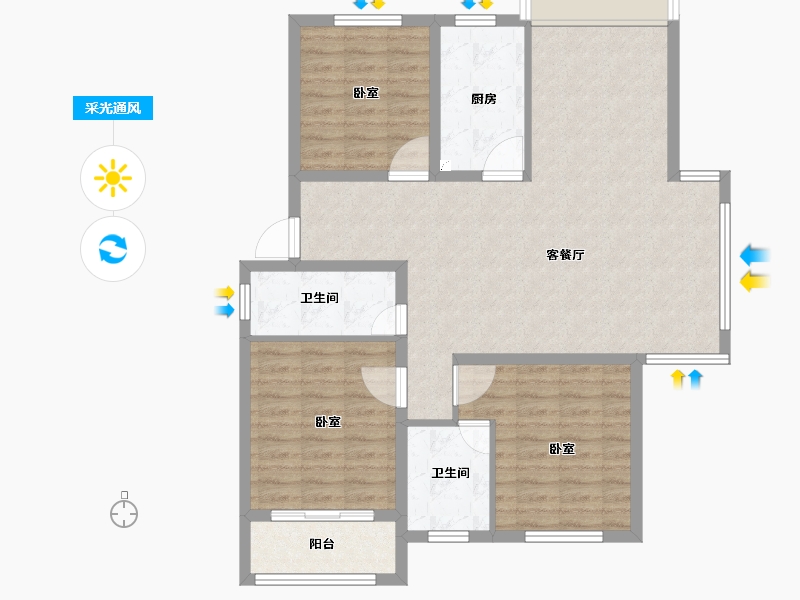 安徽省-宣城市-东方福邸-101.06-户型库-采光通风