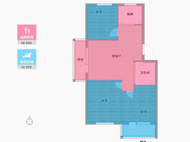 辽宁省-大连市-科达海景-71.00-户型库-动静分区