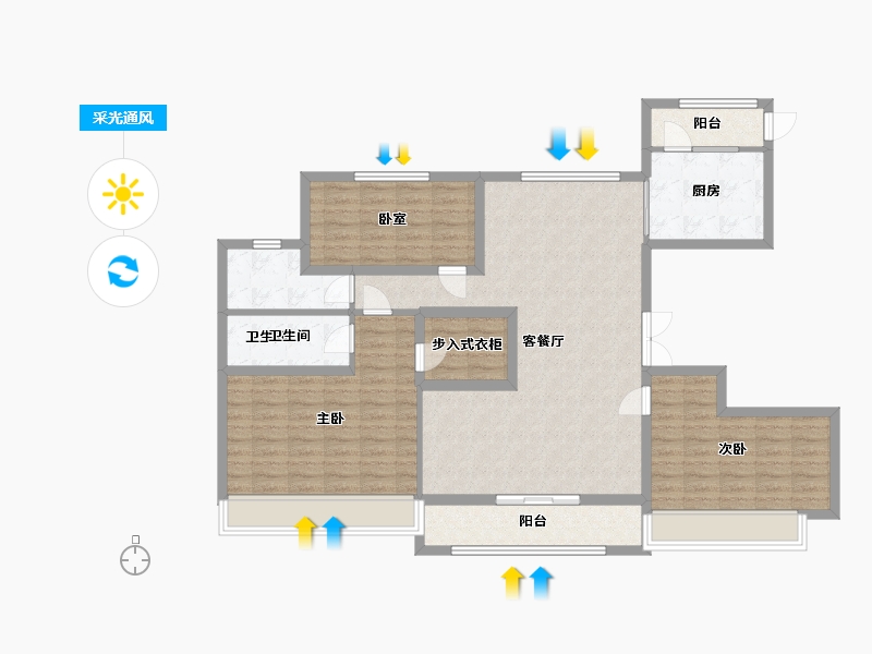 内蒙古自治区-呼和浩特市-万锦·南堤香墅-117.13-户型库-采光通风