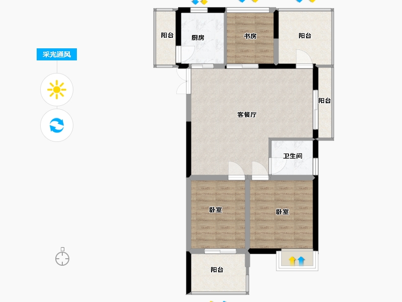 浙江省-嘉兴市-麟湖公元壹号-82.00-户型库-采光通风