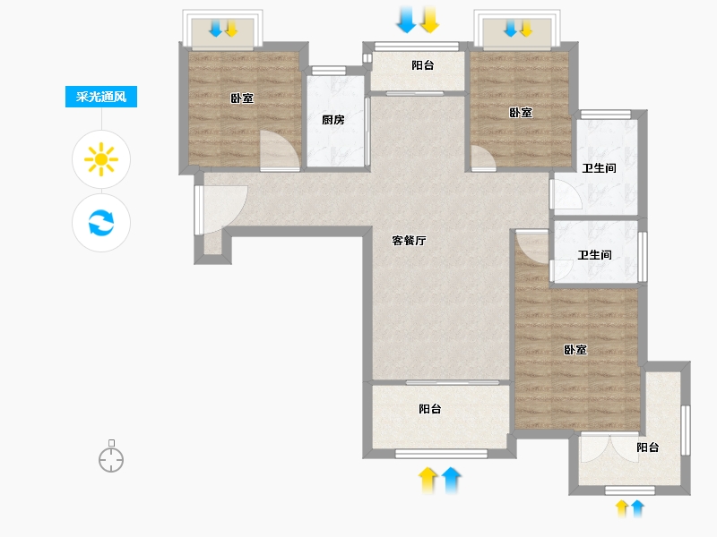 江西省-吉安市-达观天下-91.00-户型库-采光通风