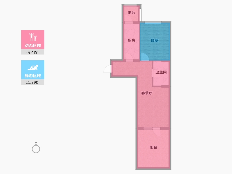 辽宁省-抚顺市-抚顺巴塞-53.26-户型库-动静分区