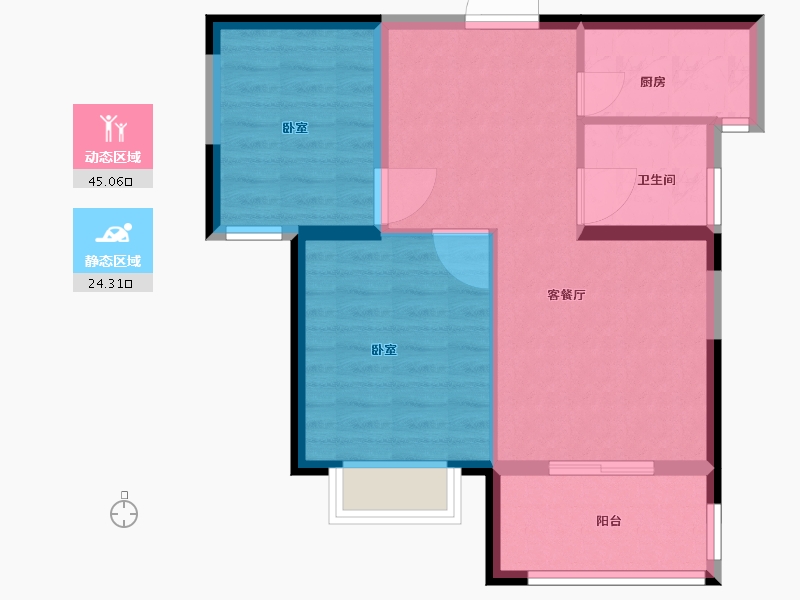 江西省-吉安市-凯旋翰林府-62.20-户型库-动静分区