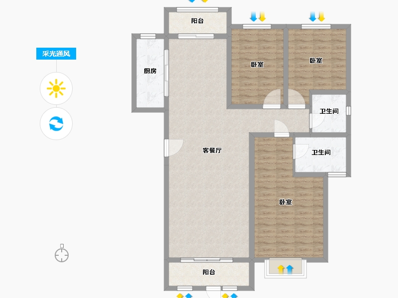 河北省-唐山市-八方紫金御苑-116.16-户型库-采光通风