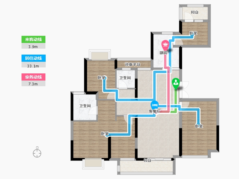 浙江省-宁波市-郁金香中心-129.88-户型库-动静线