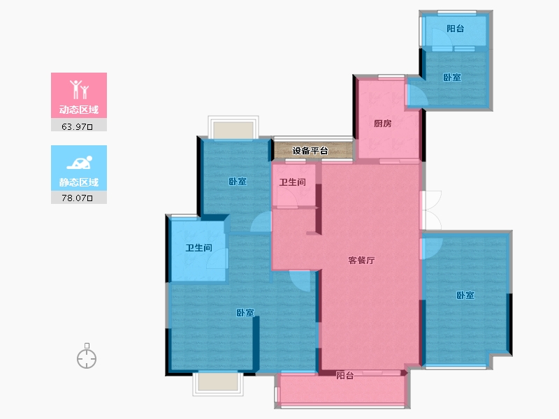 浙江省-宁波市-郁金香中心-129.88-户型库-动静分区