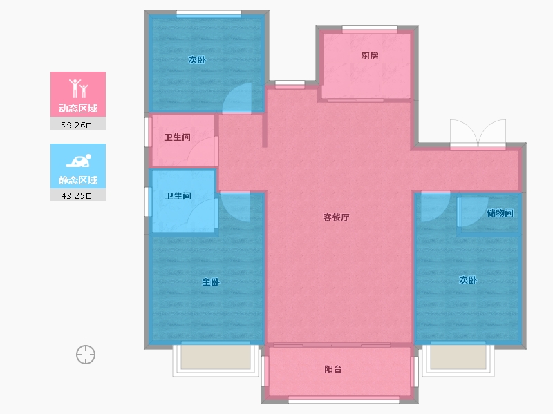 上海-上海市-尼德兰花园三期-94.00-户型库-动静分区