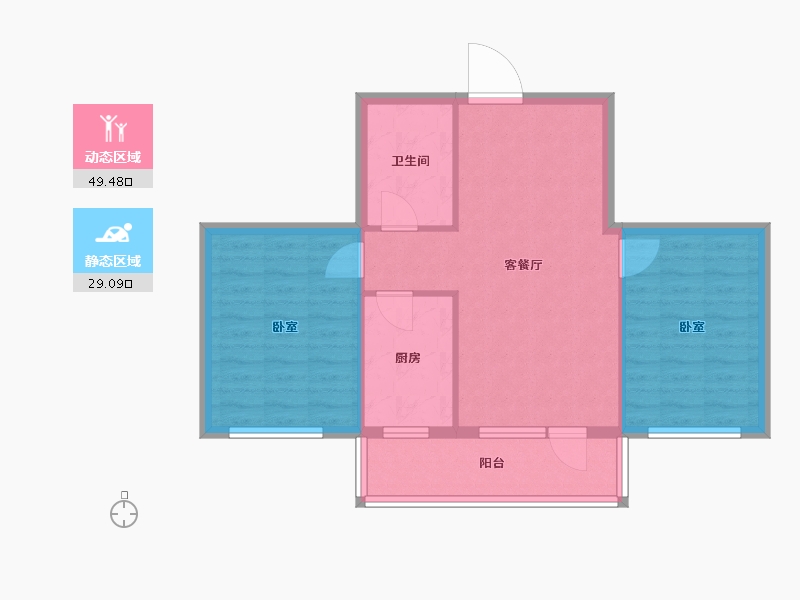 辽宁省-大连市-科达海景-71.00-户型库-动静分区