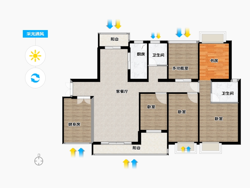 江西省-九江市-中航城·果岭东方-137.00-户型库-采光通风