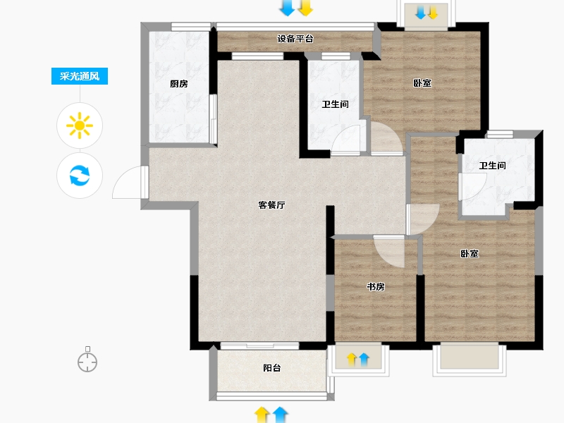 浙江省-宁波市-郁金香中心-101.00-户型库-采光通风