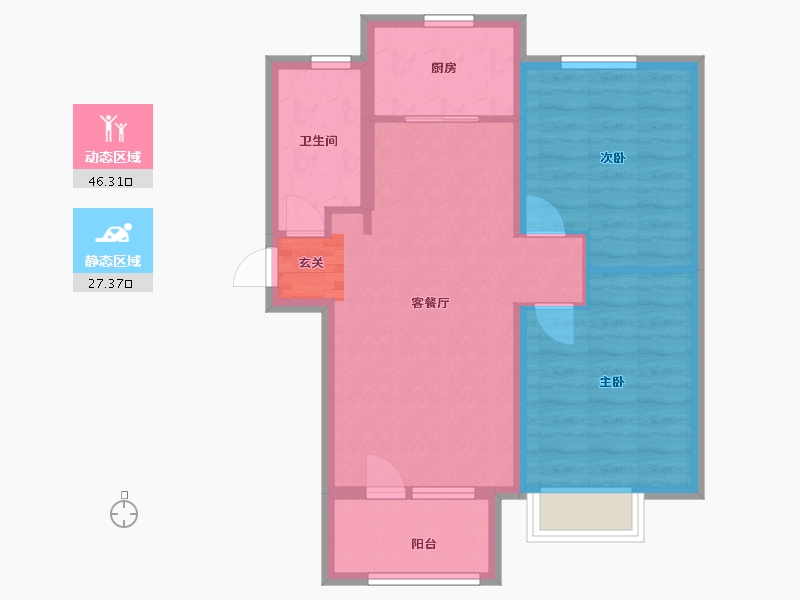 山东省-青岛市-磊鑫伊顿阳光-65.60-户型库-动静分区