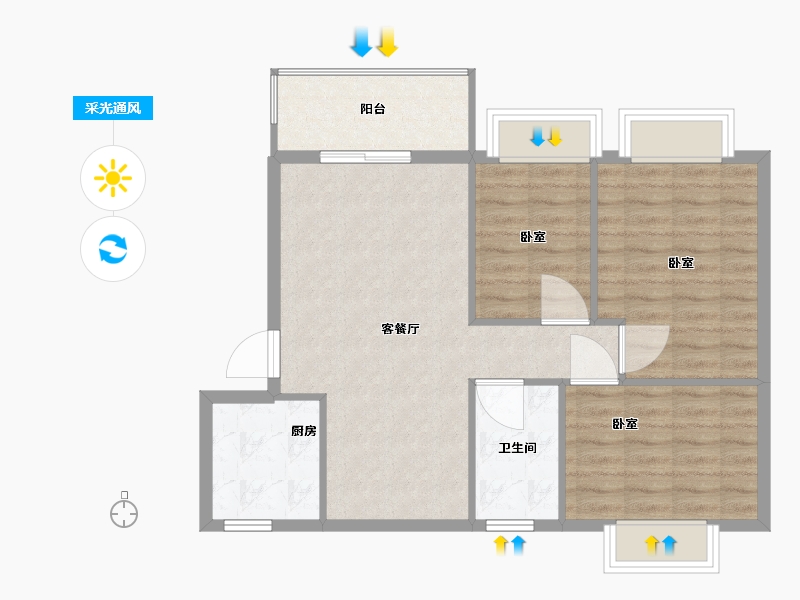 广东省-珠海市-海逸豪庭-77.00-户型库-采光通风