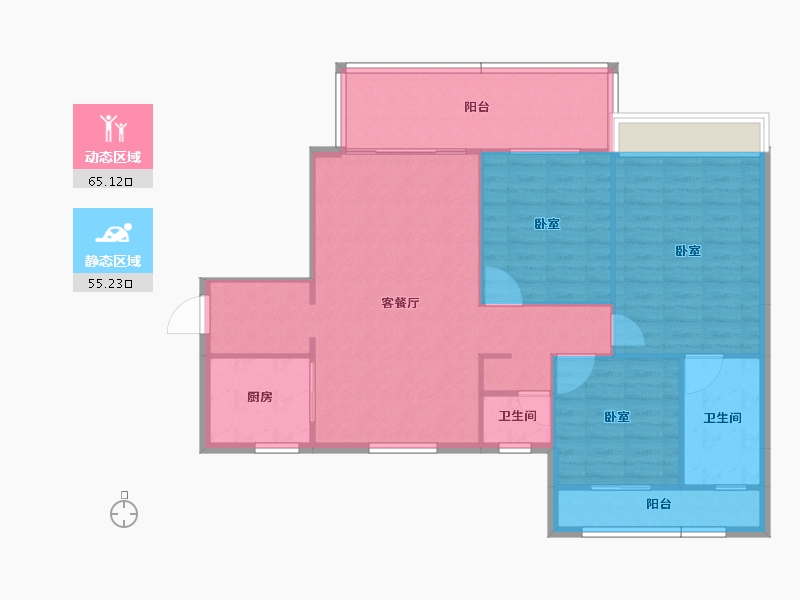 四川省-宜宾市-鑫悦华府-110.82-户型库-动静分区