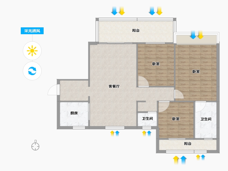 四川省-宜宾市-鑫悦华府-110.82-户型库-采光通风