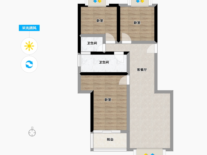 四川省-绵阳市-水韵丽都2期-67.54-户型库-采光通风